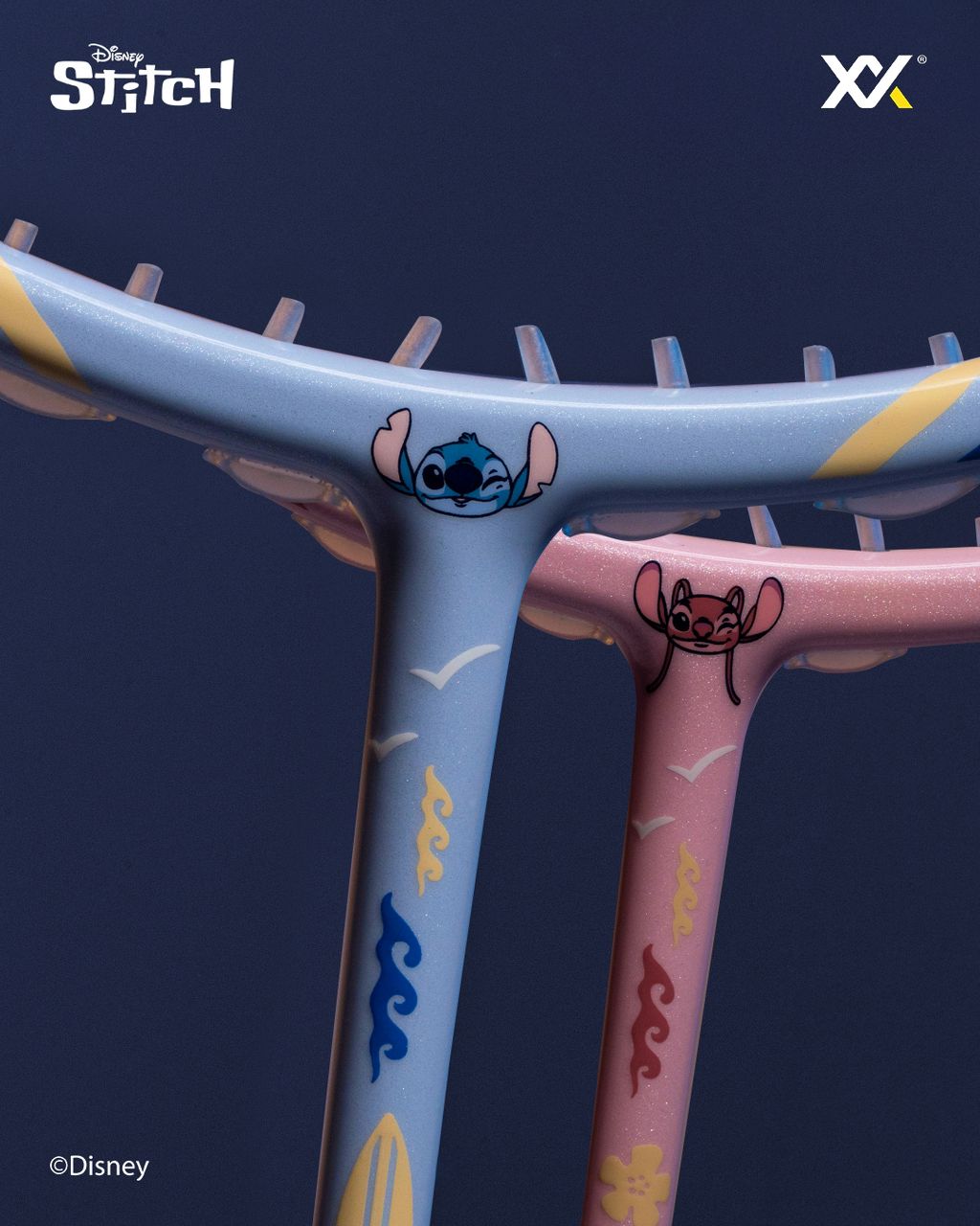 【予約注文 12月中下旬発送予定】スティッチ Stitch バドミントンラケット 4UG6 ラケットカバーケース セット エンジェル ピンク ディズニー