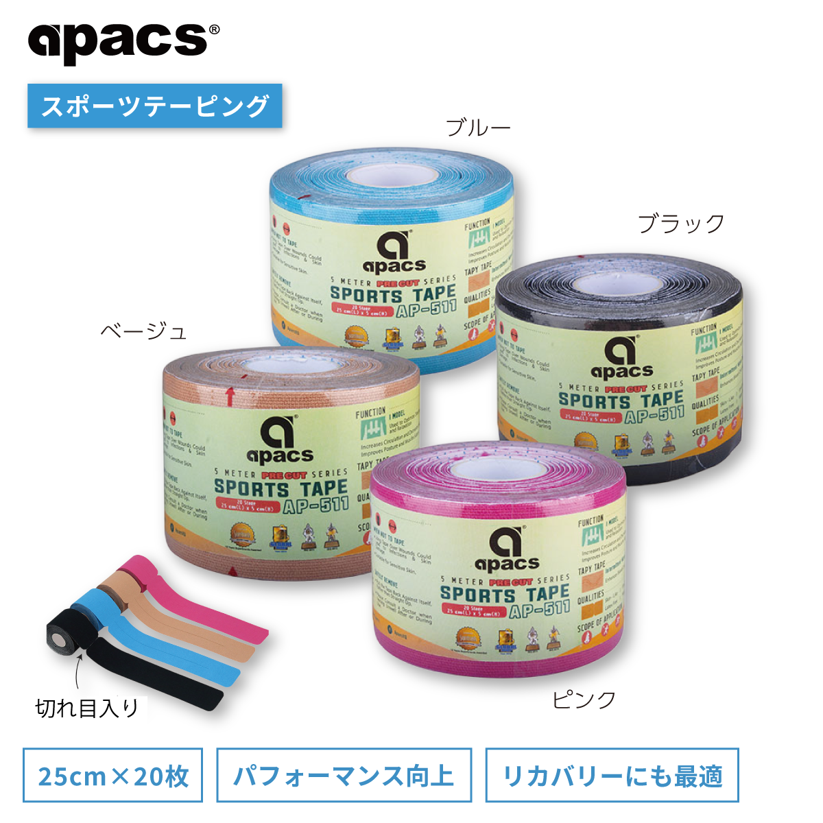 テーピング スポーツテーピング キネシオテープ パフォーマンス向上