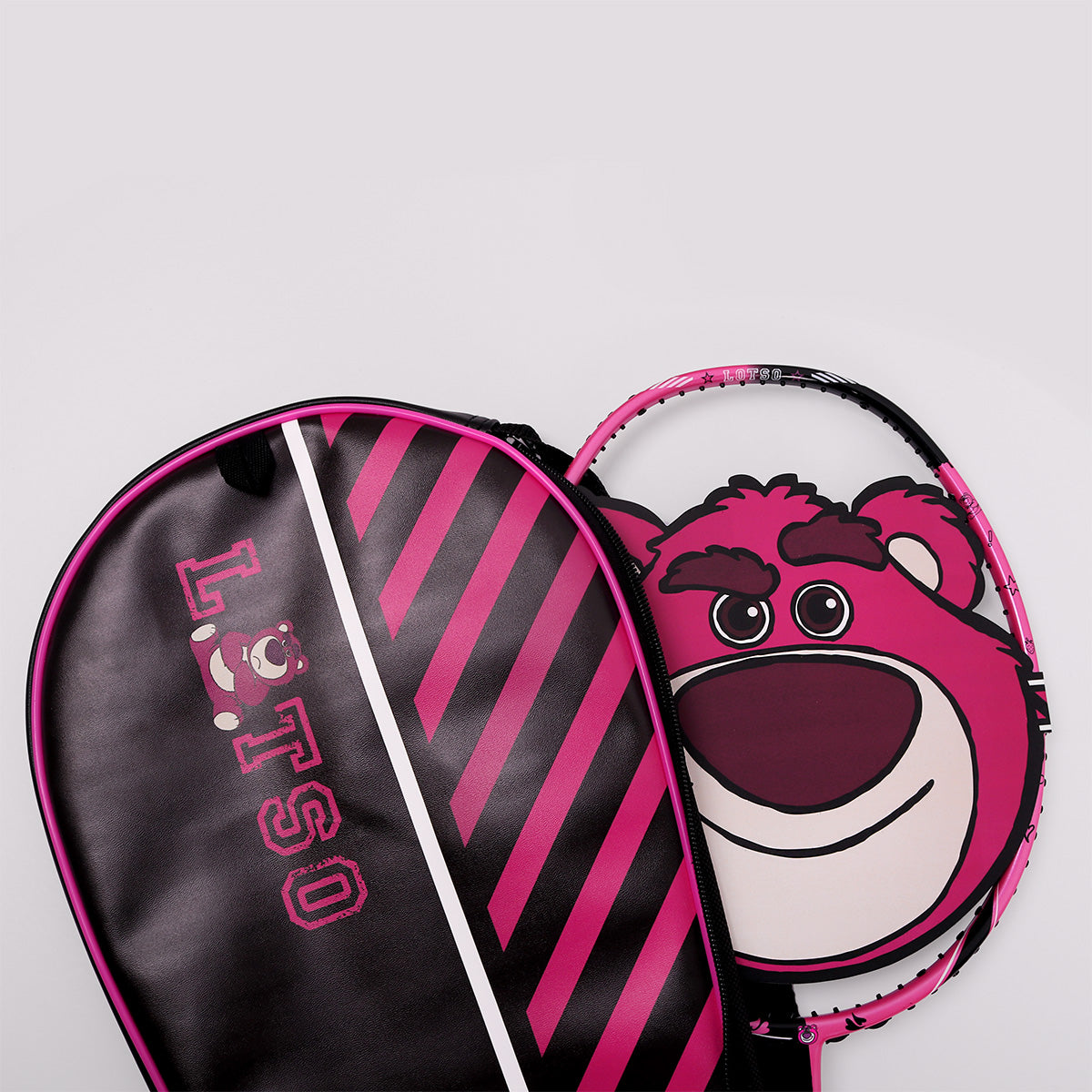 Disney/Pixar トイ・ストーリー ロッツォ LOTSO バドミントンラケット 6U 専用ケース付き ブラック×ピンク(LORAC)