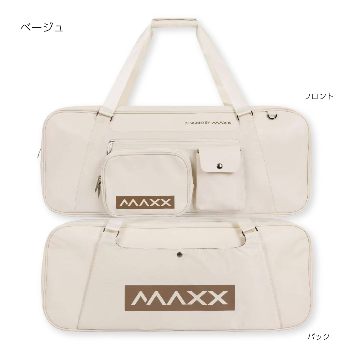 バドミントンラケットバッグ トーナメントバッグ スクエア型 小物収納ポケット