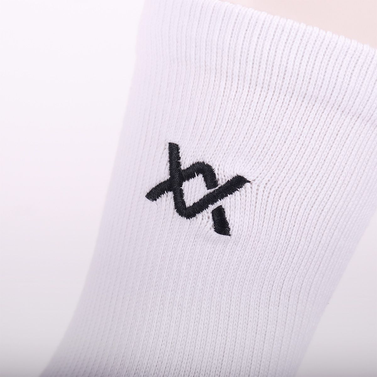 バドミントンソックス スポーツソックス ミドル丈 中厚手 ホワイト 刺繍ロゴ(MXSCK021)