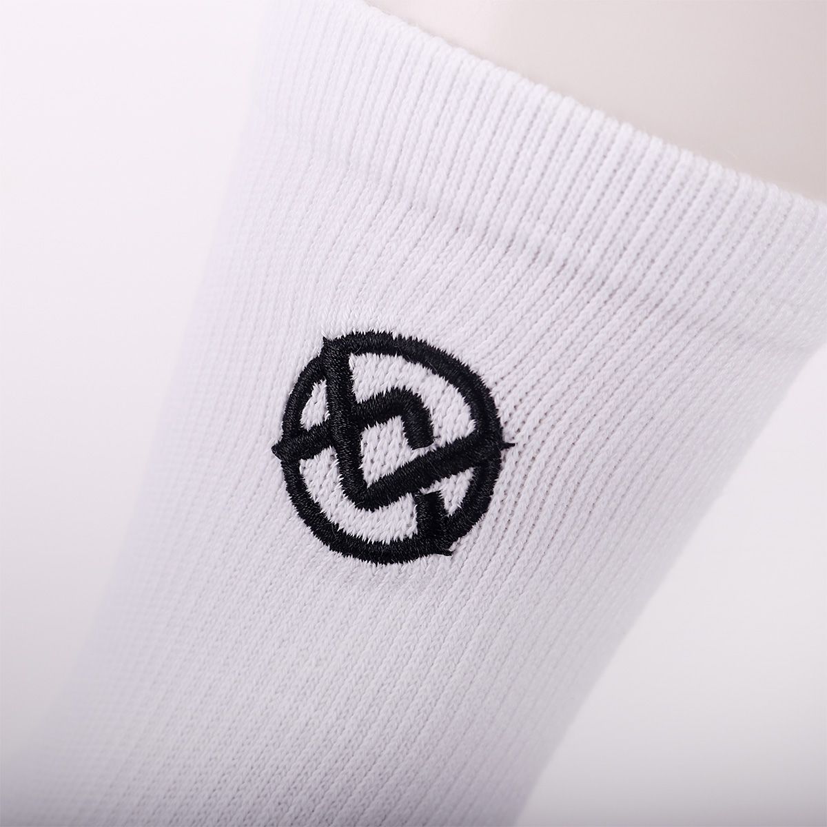 バドミントンソックス スポーツソックス ミドル丈 中厚手 ホワイト 刺繍ロゴ(MXSCK022)