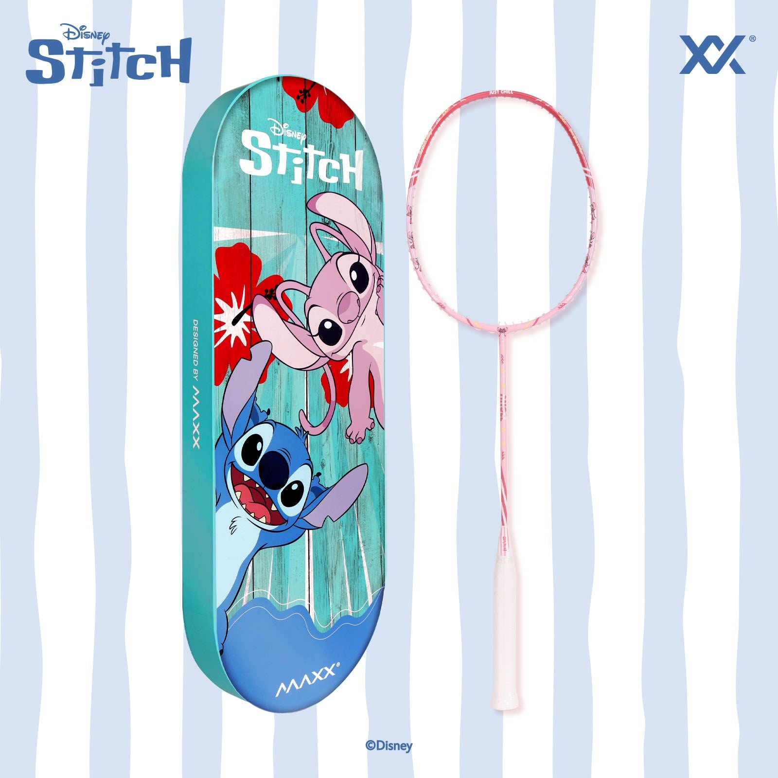 【予約注文 12月中下旬発送予定】スティッチ Stitch バドミントンラケット 4UG6 ラケットカバーケース セット エンジェル ピンク ディズニー