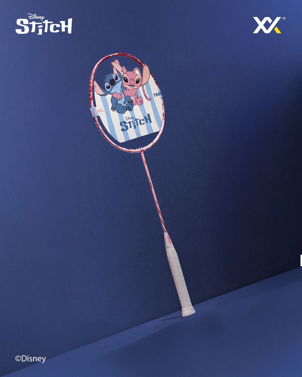 【予約注文 12月中下旬発送予定】スティッチ Stitch バドミントンラケット 4UG6 ラケットカバーケース セット エンジェル ピンク ディズニー