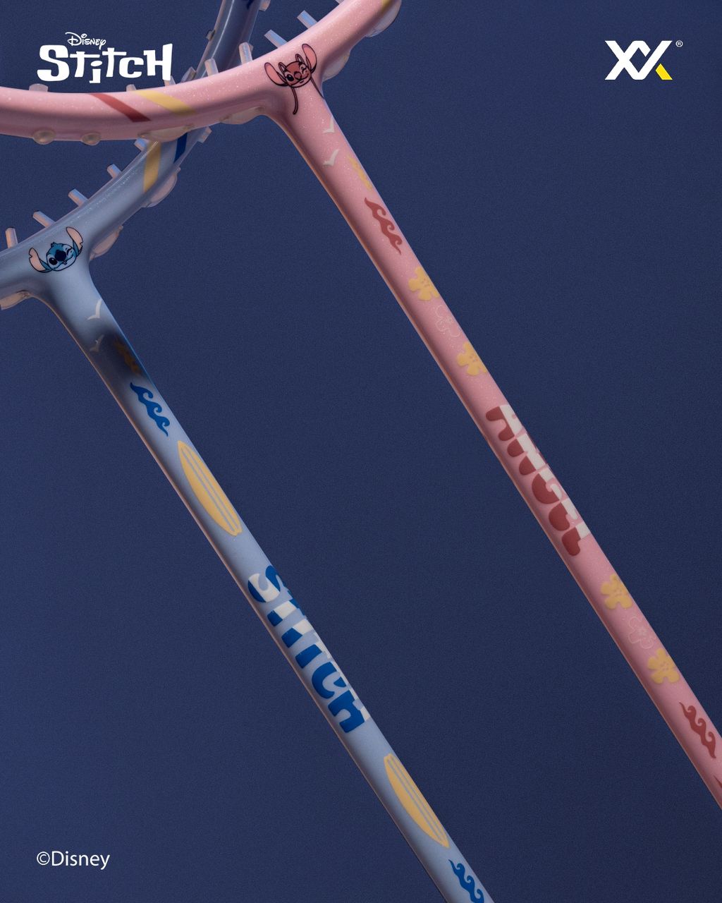 【予約注文 12月中下旬発送予定】スティッチ Stitch バドミントンラケット 4UG6 ラケットカバーケース セット エンジェル ピンク ディズニー