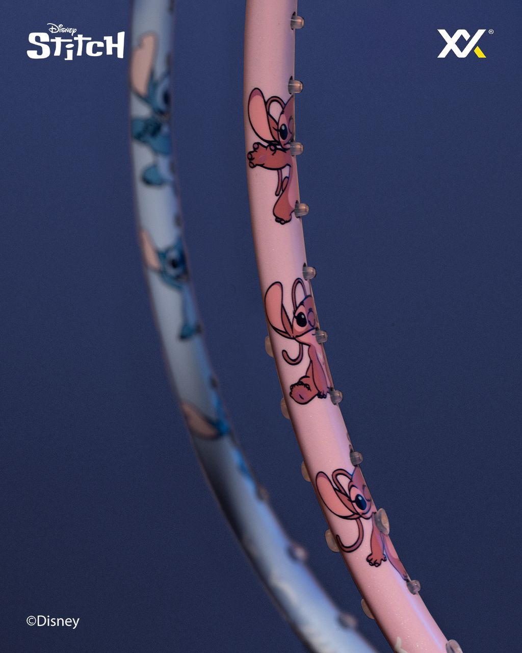 【予約注文 12月中下旬発送予定】スティッチ Stitch バドミントンラケット 4UG6 ラケットカバーケース セット エンジェル ピンク ディズニー