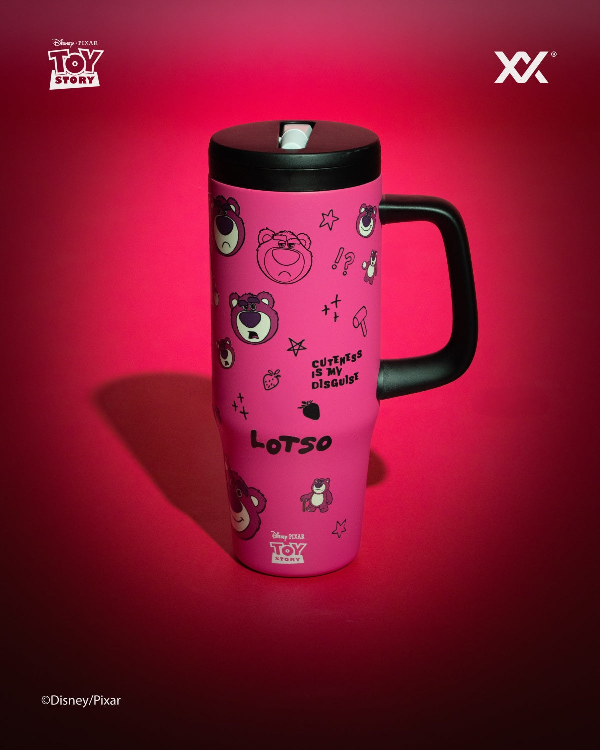 Disney/Pixar トイ・ストーリー ロッツォ LOTSO 1L タンブラー ステッカー付き ピンク（MDTB01）