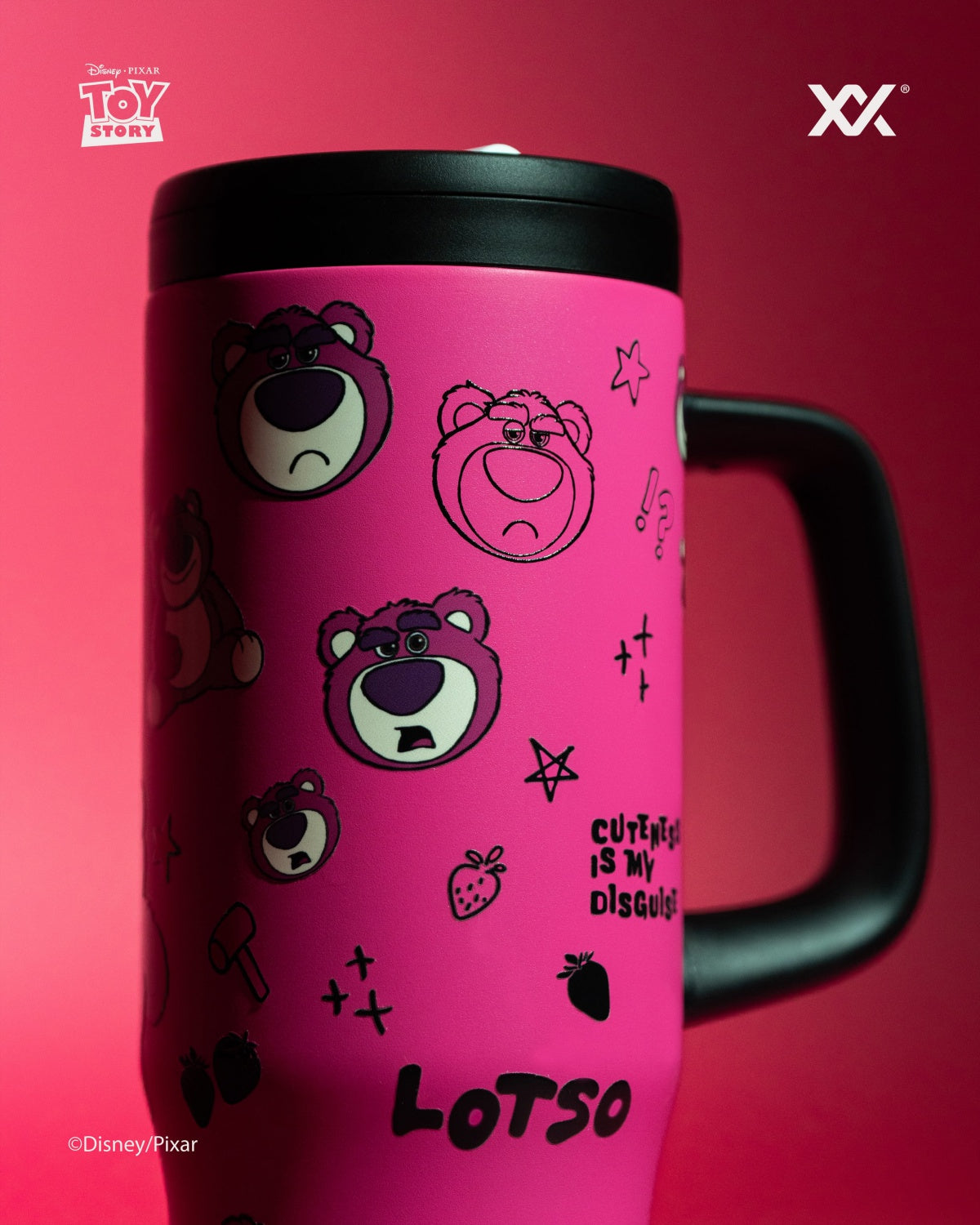 Disney/Pixar トイ・ストーリー ロッツォ LOTSO 1L タンブラー ステッカー付き ピンク（MDTB01）